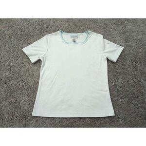 Vintage GRAFF T Shirt Top Womens Small Blue Trim